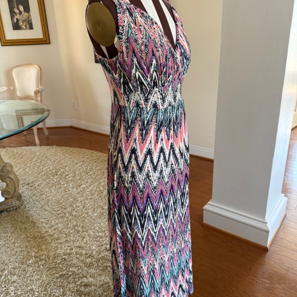 Loveappella Women's Multicolor Chevron Print Maxi Dress Size S/M Cottagecore - Picture 2 of 5